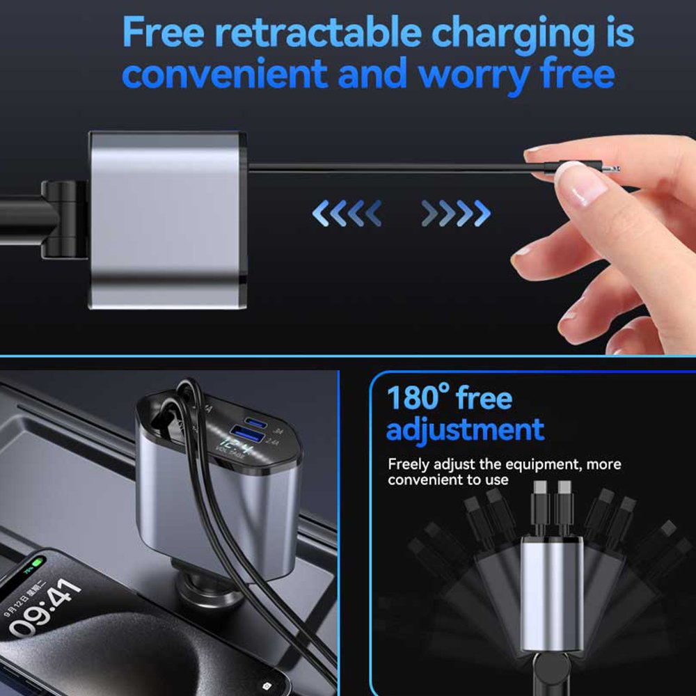 4-in-1 USB-C Car Charger with Dual Fast Ports - Code: CMH-01