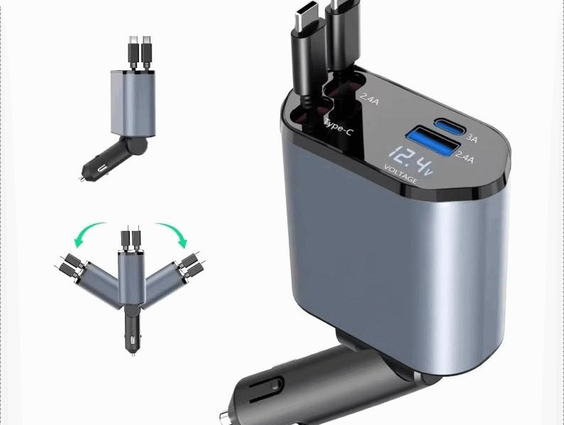 4-in-1 USB-C Car Charger with Dual Fast Ports - Code: CMH-01