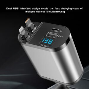 Pull rope double line single pull telescopic car charger - Code: CMH-03