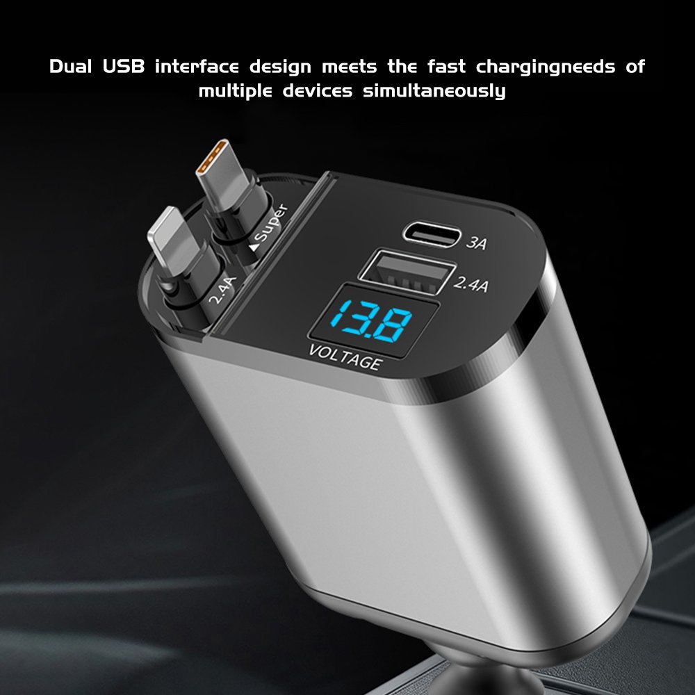 Pull rope double line single pull telescopic car charger - Code: CMH-03