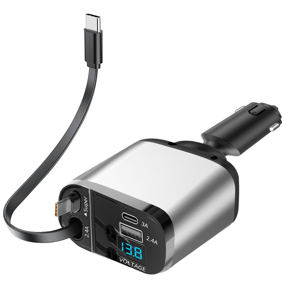 Pull rope double line single pull telescopic car charger - Code: CMH-03